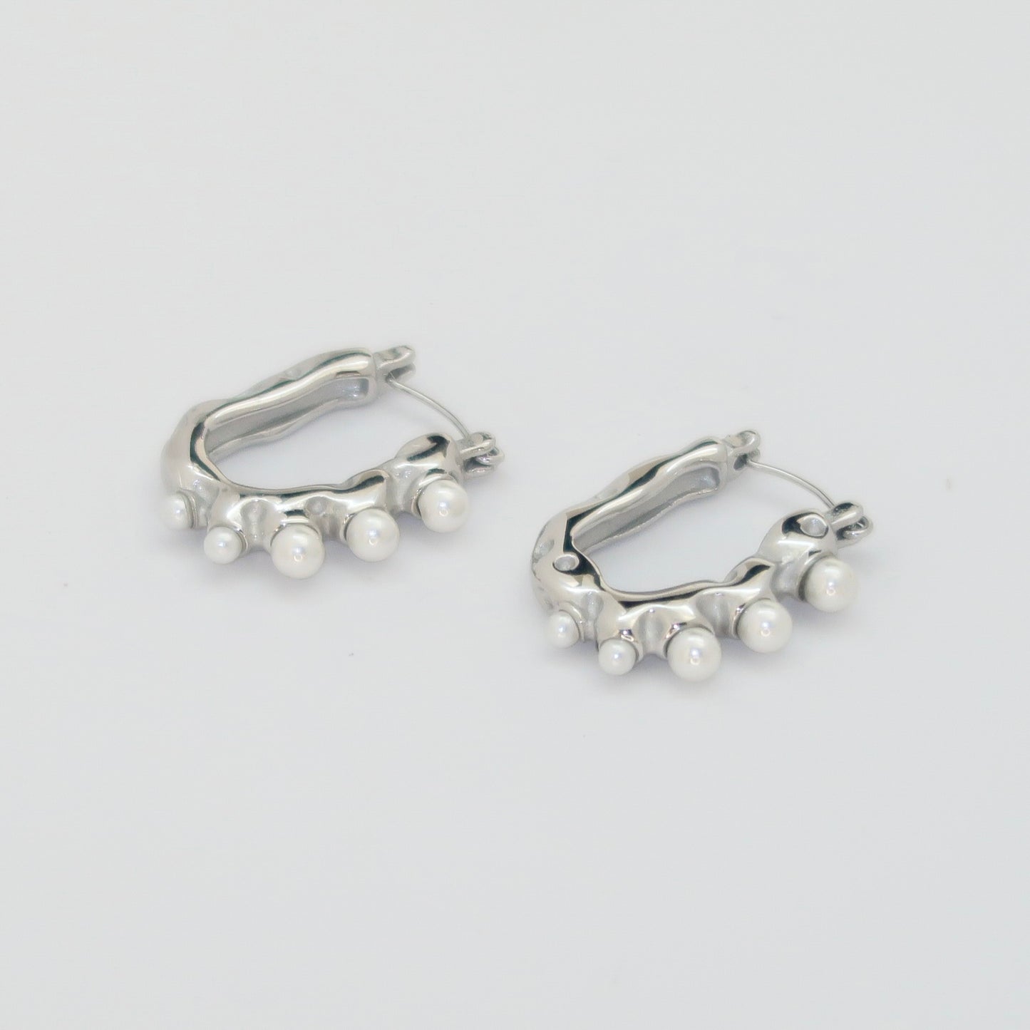 Textured Pearl Cluster Hoops