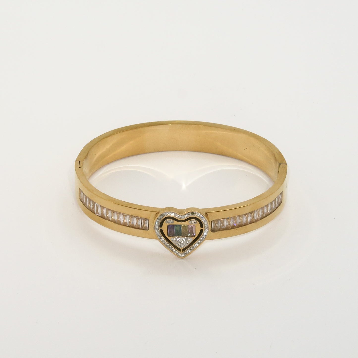 Heart Charm Crystal Bangle