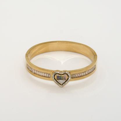Heart Charm Crystal Bangle