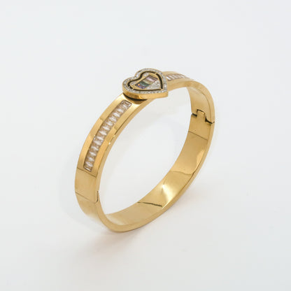Heart Charm Crystal Bangle