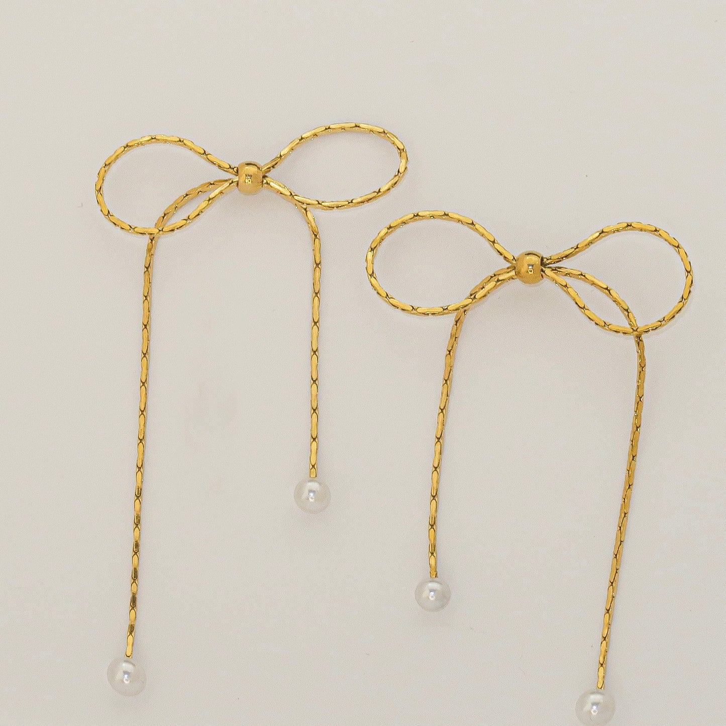 Bow & Pearl Drop Earrings