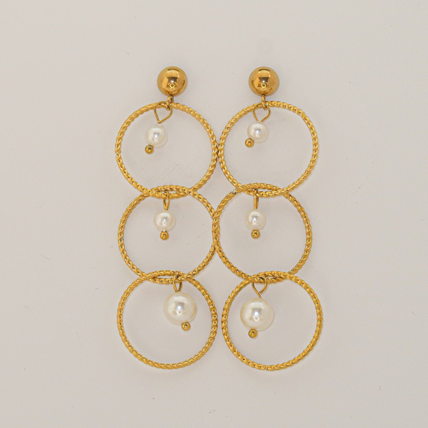 Circle Pearl Drop Earrings