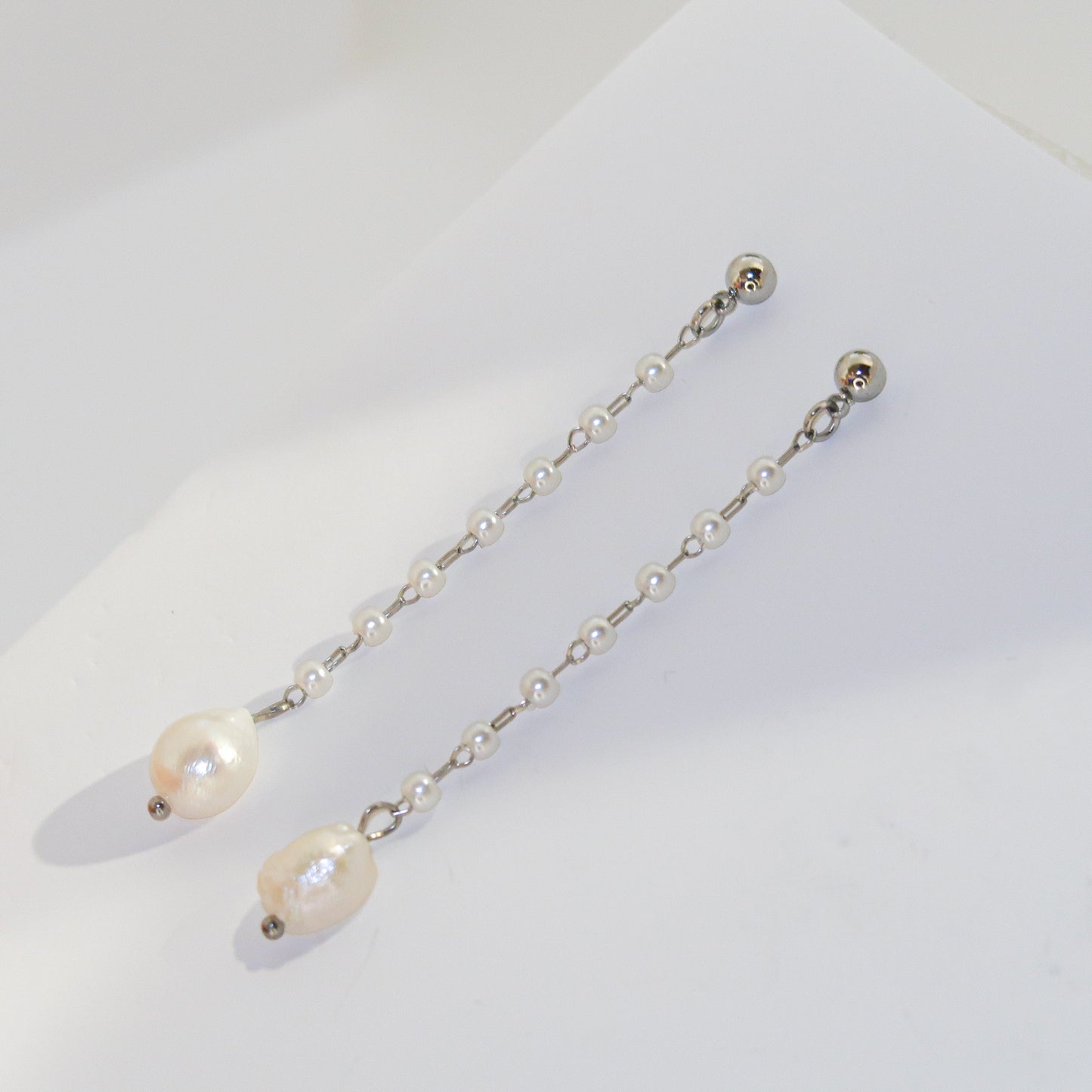 Pearl Chain Drop Earrings