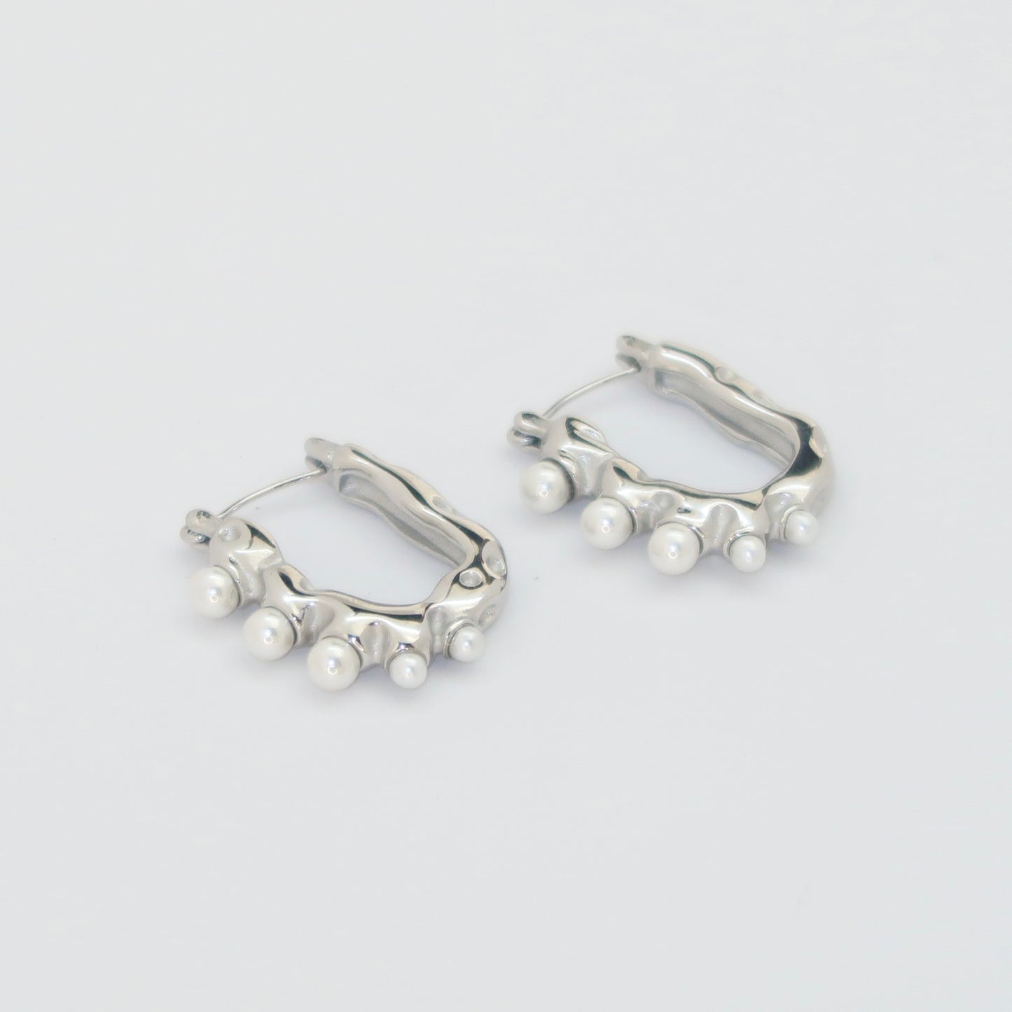 Textured Pearl Cluster Hoops