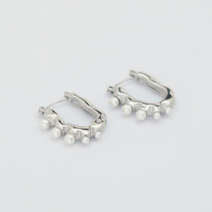 Textured Pearl Cluster Hoops