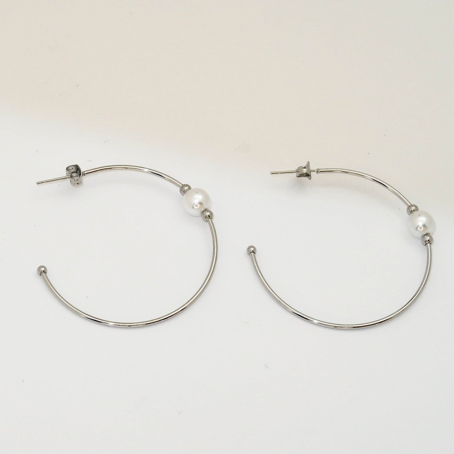 Pearl Accented Hoop Earrings