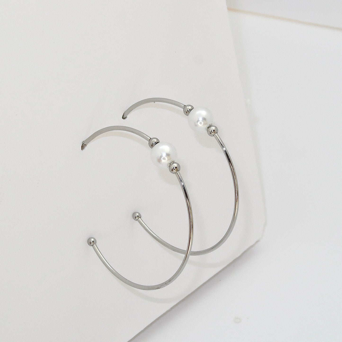 Pearl Accented Hoop Earrings