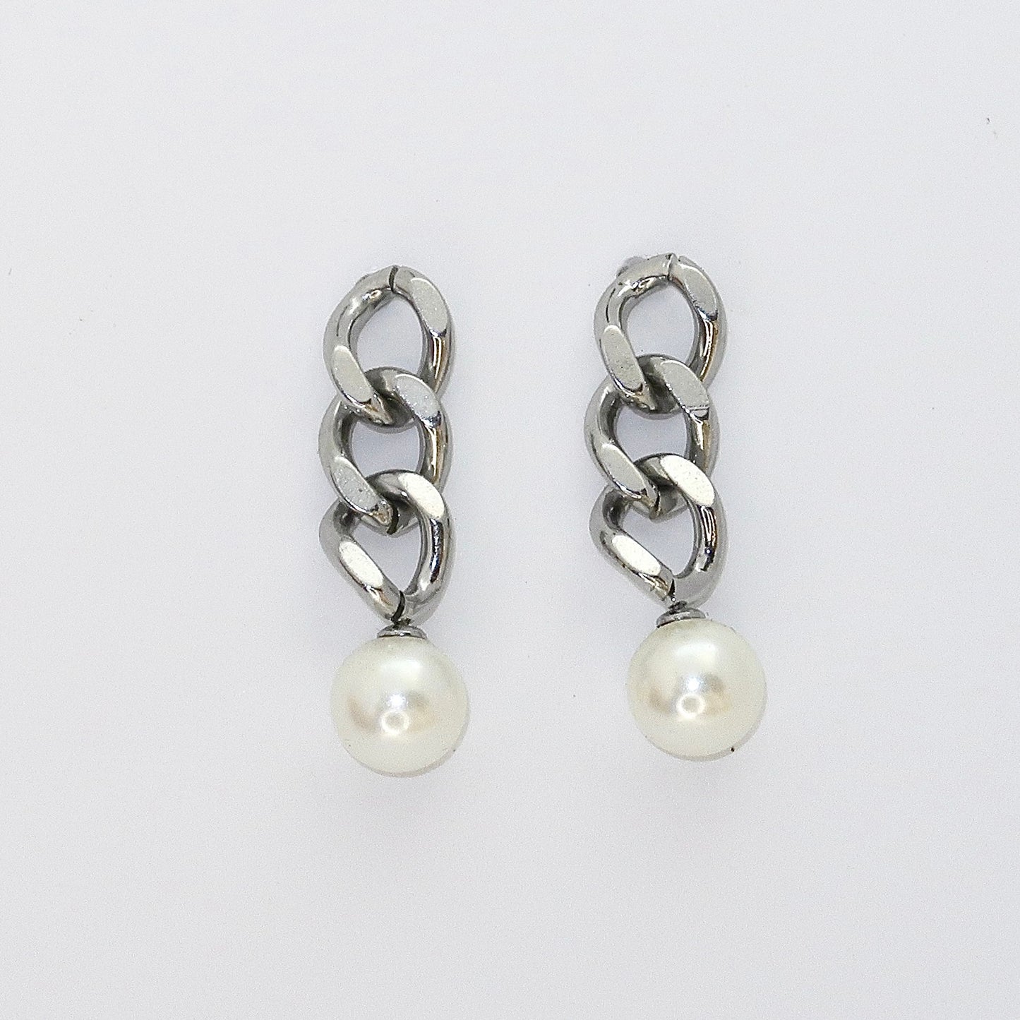 Chain Pearl Drop Earrings