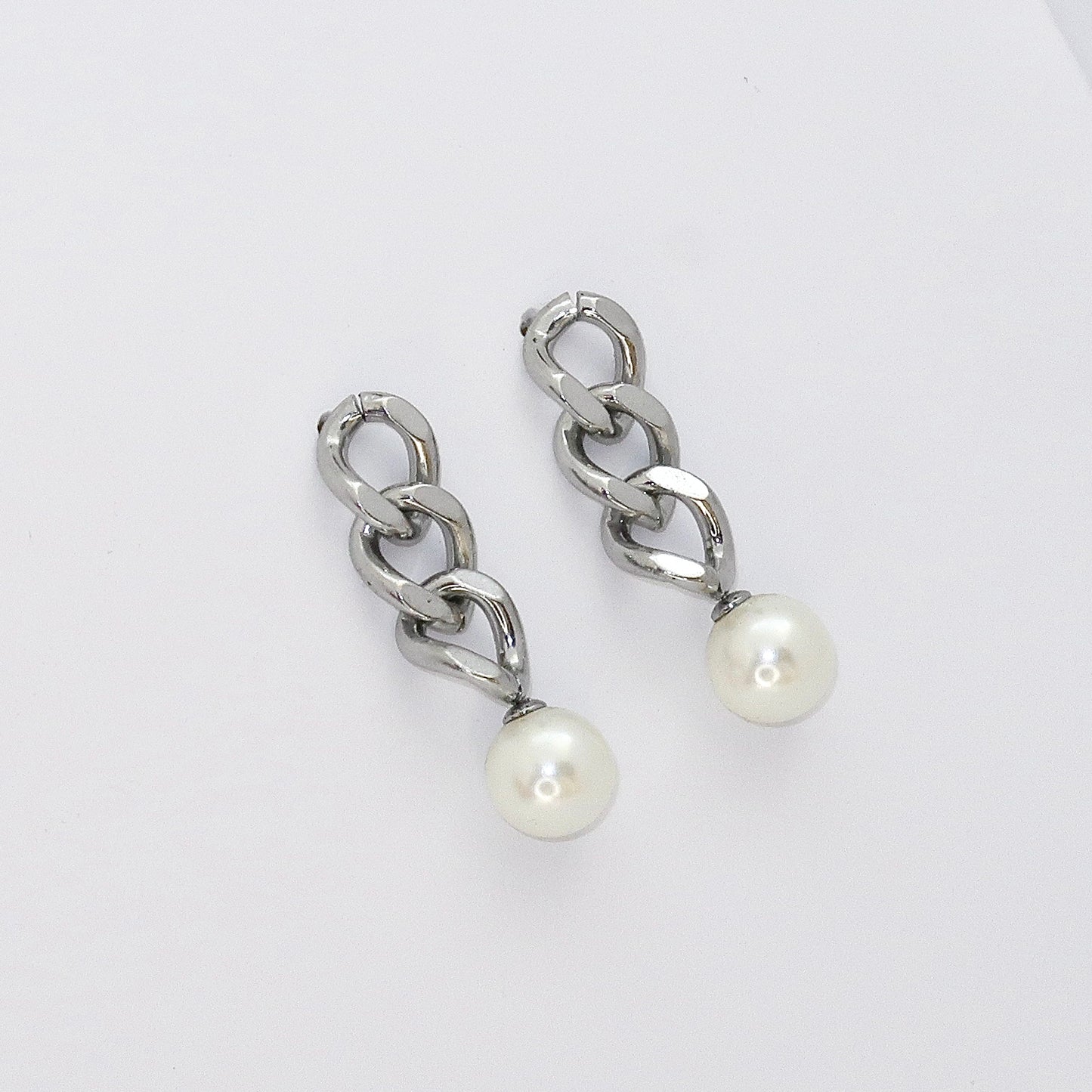 Chain Pearl Drop Earrings